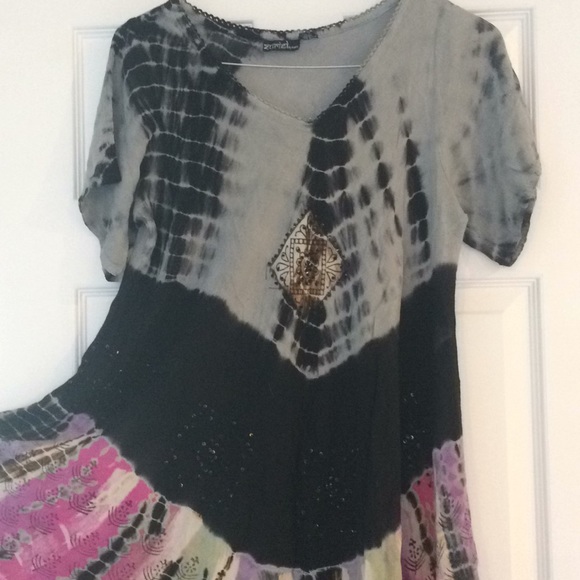 Short sleeve tye dye sequin shirt Free size - Picture 2 of 4